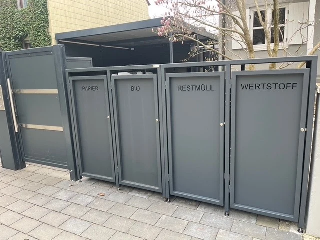Premium DESIGN – Mülltonnenbox als Zaunelement (Durchgangssystem)