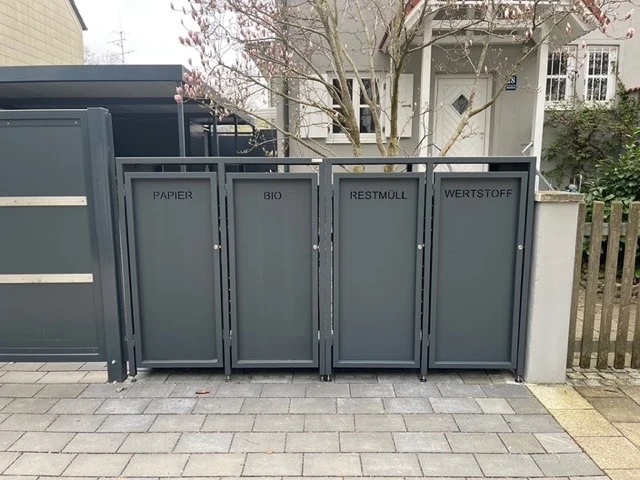 Premium DESIGN – Mülltonnenbox als Zaunelement (Durchgangssystem)