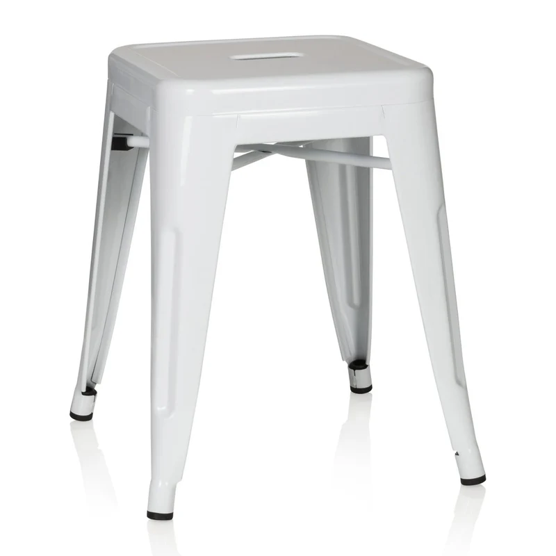hjh OFFICE 645002 tabouret bistrot VANTAGGIO blanc métallique au look industriel et moderne, empilable