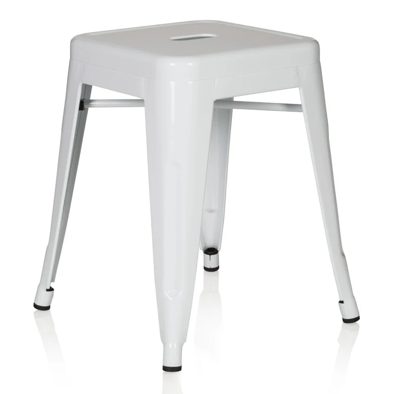 hjh OFFICE 645002 tabouret bistrot VANTAGGIO blanc métallique au look industriel et moderne, empilable