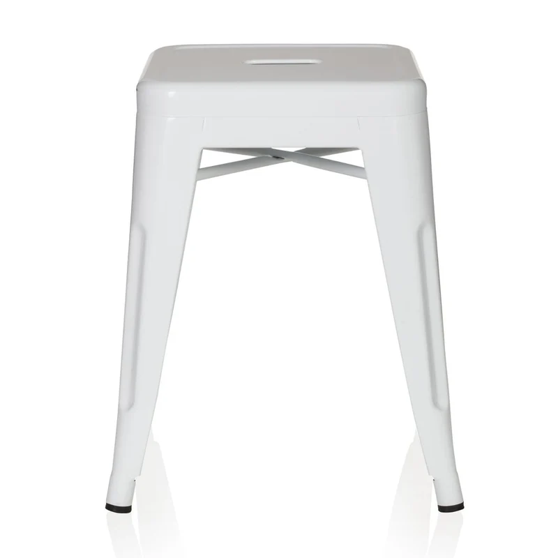 hjh OFFICE 645002 tabouret bistrot VANTAGGIO blanc métallique au look industriel et moderne, empilable