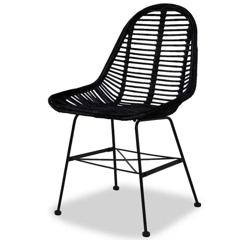 vidaXL 2X Chaise de Salle à Manger Rotin Naturel Noir Fauteuil Meuble de Salon