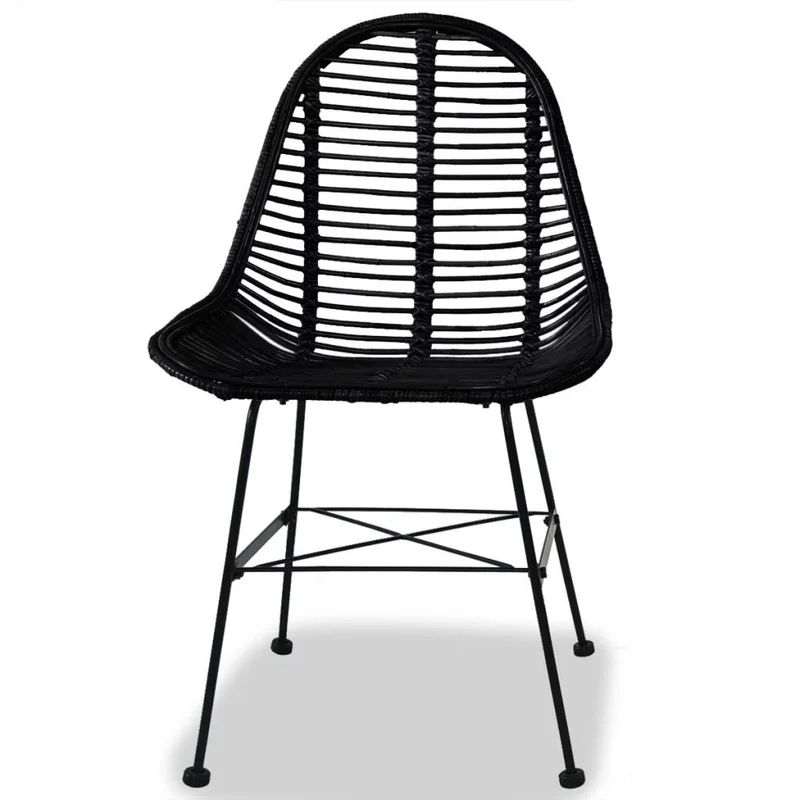 vidaXL 2X Chaise de Salle à Manger Rotin Naturel Noir Fauteuil Meuble de Salon