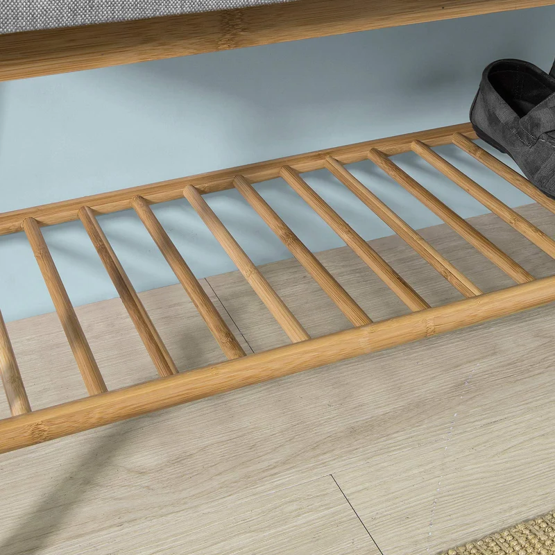SoBuy FSR24-K-HG Banc Rembourré Design avec 1 Étage de Rangement, Meuble d'Entrée Banquette Confortable