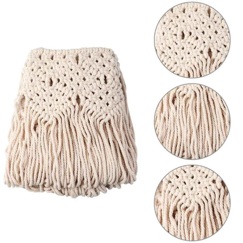 Aparty4u Grande Faite à la Main macramé tentures murales 114,3 x 99,1 cm, Uniformément tissé Tenture Murale Banderole Corde en Coton Frange Boho de Mariage Toile de Fond Décorations Home Art Décor