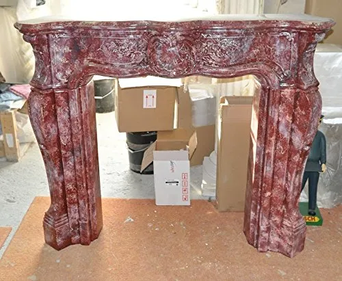 'Cheminée Cheminée Revêtement "ROCOCO marbré carararubinrot breite140 cm Cheminée couleur : cararar ubin Rouge