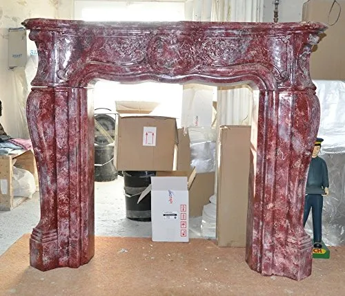 'Cheminée Cheminée Revêtement "ROCOCO marbré carararubinrot breite140 cm Cheminée couleur : cararar ubin Rouge