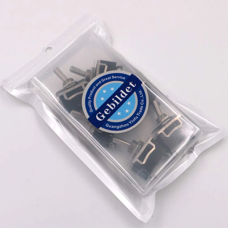 Gebildet Interrupteur à Bascule AC125V 10A / AC250V 6A, SPST Métal Interrupteur à Levier, on/Off 2 Positions 2 Broches, pour Voiture Tableau de Bord Lumière (Pack de 6, Noir)