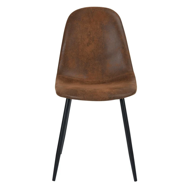 FITATHOME Lot de 4 Chaises Tendance Scandinave Rétro Vintage Suède Marron Pied Métal Noir Salle à Manger Salon Bureau Chambre