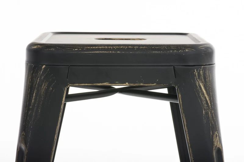 CLP Tabouret en Métal Armin Empilable - Hauteur Assise 46 cm - Tabouret de Cuisine Carré - Chaise Multi Usage - Charge Max. 200 kg Couleurs au Choix : Noir-Or