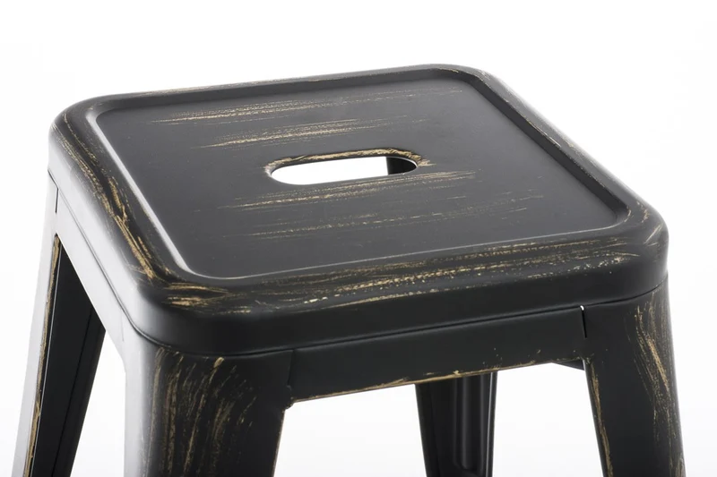 CLP Tabouret en Métal Armin Empilable - Hauteur Assise 46 cm - Tabouret de Cuisine Carré - Chaise Multi Usage - Charge Max. 200 kg Couleurs au Choix : Noir-Or