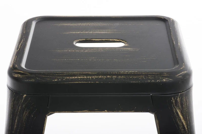 CLP Tabouret en Métal Armin Empilable - Hauteur Assise 46 cm - Tabouret de Cuisine Carré - Chaise Multi Usage - Charge Max. 200 kg Couleurs au Choix : Noir-Or