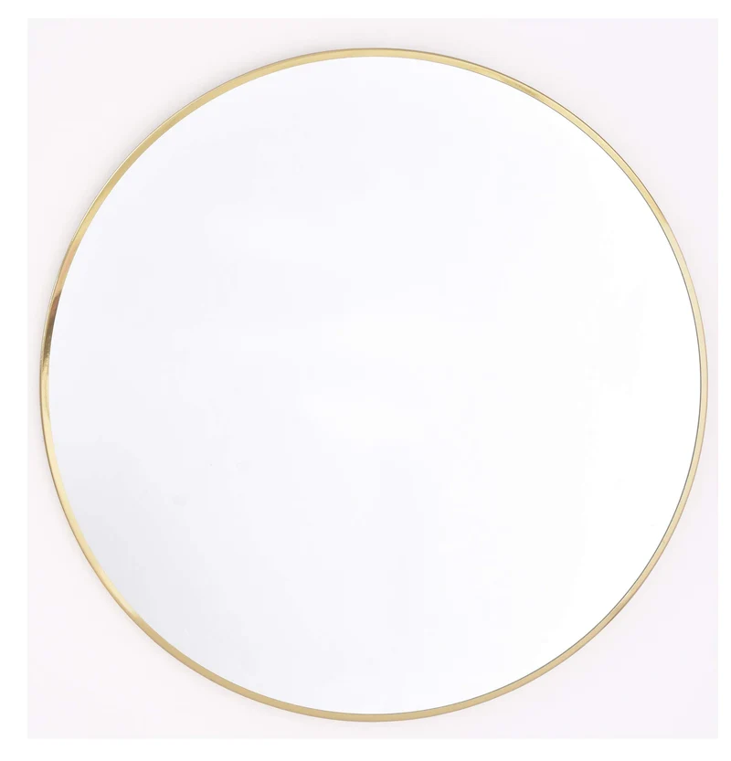 Innova Home Isla Contemporain Doré Miroir Mural Circulaire W/Laiton Cadre en métal, Rond 40 cm
