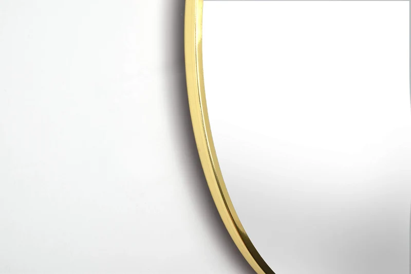 Innova Home Isla Contemporain Doré Miroir Mural Circulaire W/Laiton Cadre en métal, Rond 40 cm