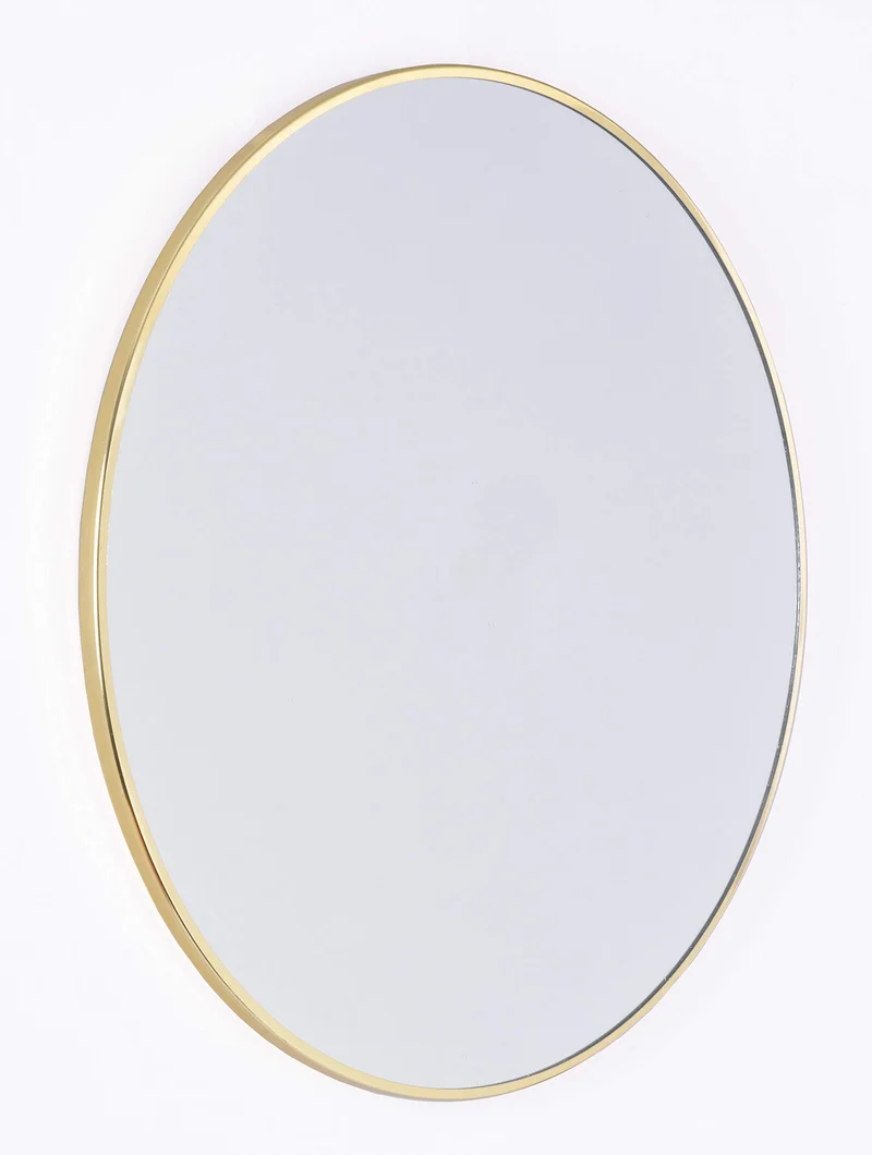 Innova Home Isla Contemporain Doré Miroir Mural Circulaire W/Laiton Cadre en métal, Rond 40 cm