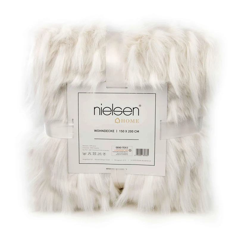 Nielsen Home Edit Couverture en Fausse Fourrure Blanc 150 x 200 cm