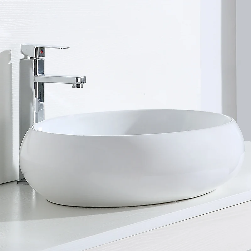 Eridanus, Vasque à Poser Ovale Lavabo Salle de Bain en Céramique Lave-Mains L60*L40*H15cm, Série MALIE-B