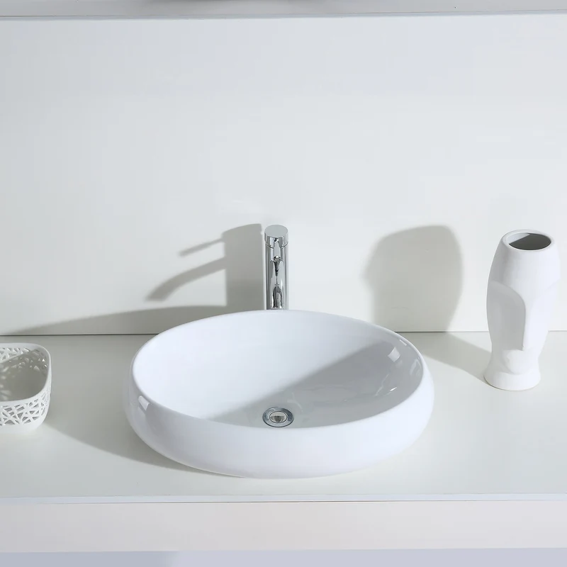 Eridanus, Vasque à Poser Ovale Lavabo Salle de Bain en Céramique Lave-Mains L60*L40*H15cm, Série MALIE-B