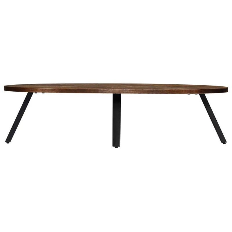 vidaXL Table Basse Teck Recyclé Massif Ovale Meuble de Salon Table de Canapé