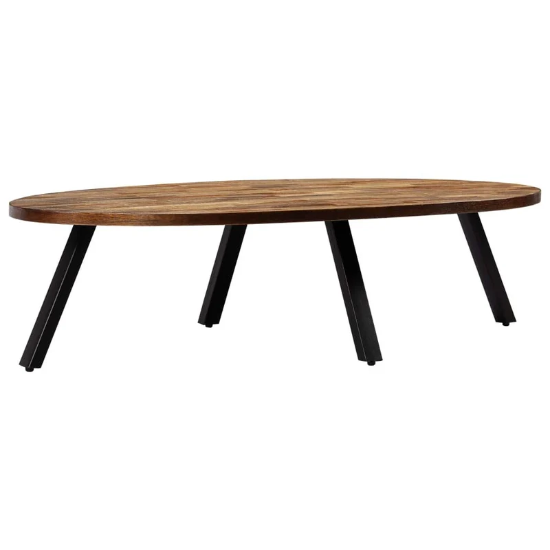 vidaXL Table Basse Teck Recyclé Massif Ovale Meuble de Salon Table de Canapé