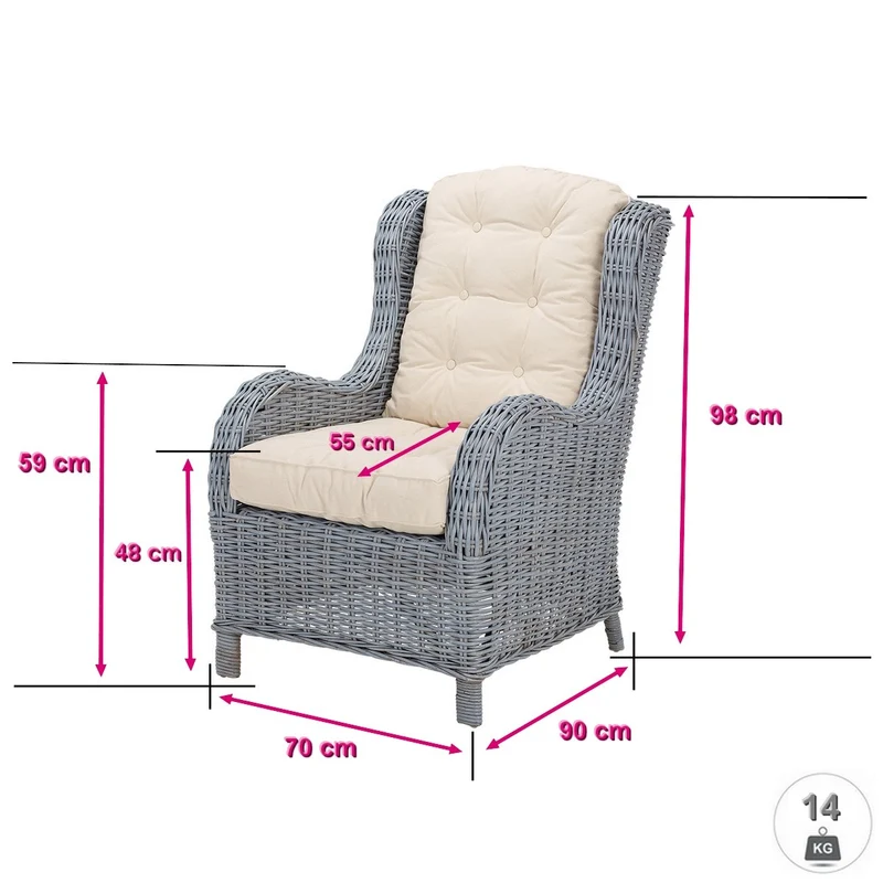 Fauteuil JACK en rotin kubu