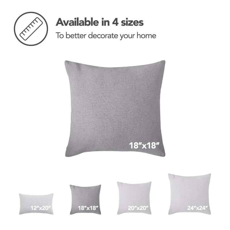 Deconovo Lot 4 Housse de Coussin Canapé Decoration Maison Doux Effet Lin Gris 45x45cm