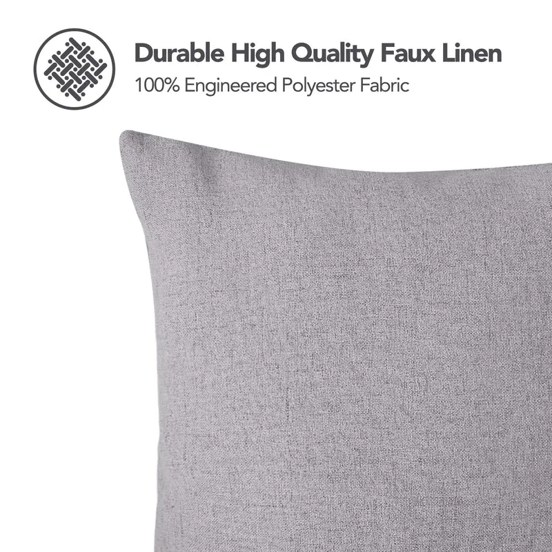 Deconovo Lot 4 Housse de Coussin Canapé Decoration Maison Doux Effet Lin Gris 45x45cm