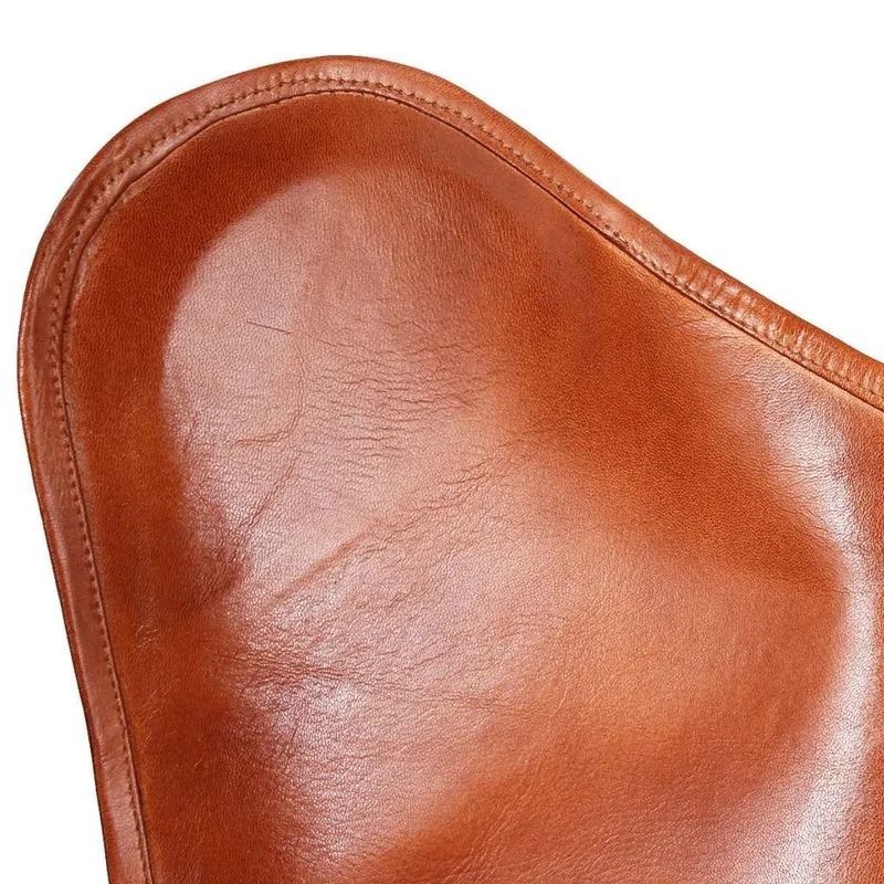 vidaXL Chaise Papillon Cuir véritable Mobilier de Salon Chaise de Bureau Marron