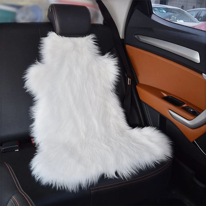 KAIHONG Faux Peau de Mouton en Laine Tapis (60 x 90 cm) Imitation Toison Moquette Fluffy Soft Longhair Décoratif Coussin de Chaise Canapé Natte (60 x 90cm, Blanc)