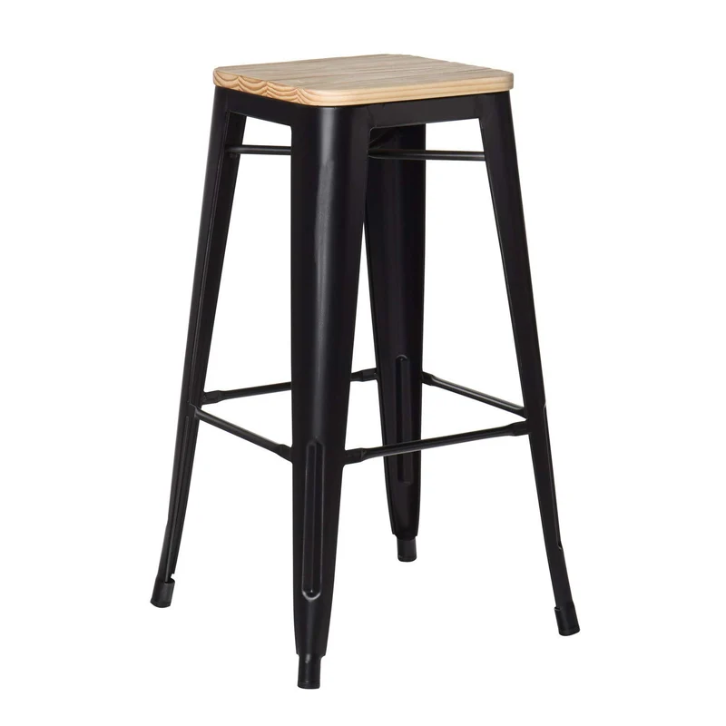 SKLUM Tabouret Haut LIX Vintage Bois Noir - (Plus de Couleurs)