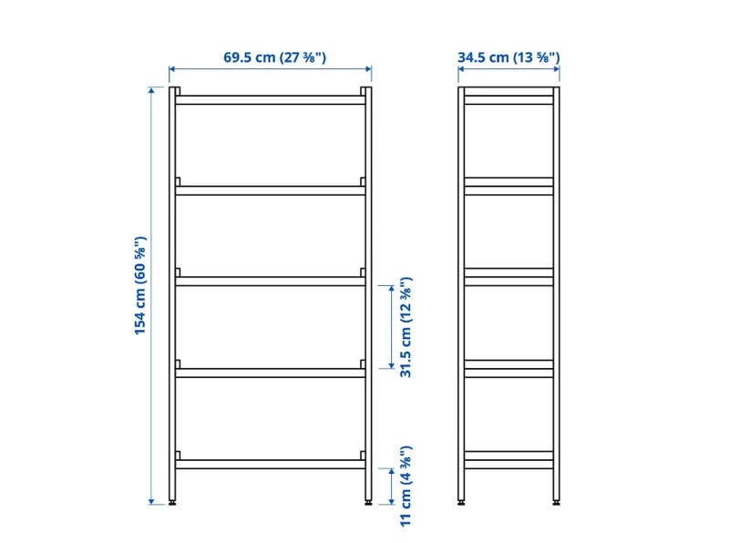 EKENABBEN open shelving unit , white/aspen, 70x34x154 cm