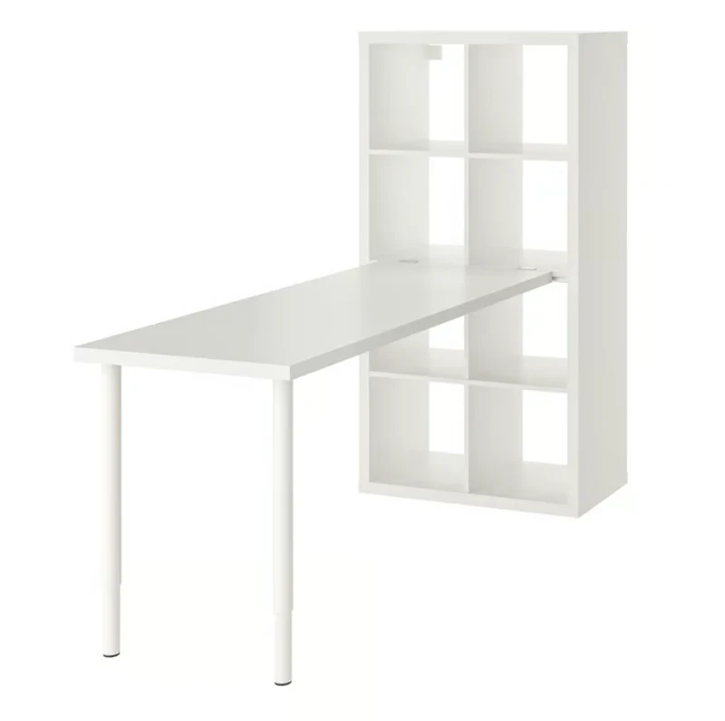 KALLAX/LINNMON/INLAGG/OLOV desk combination, white, 77x139x147 cm
