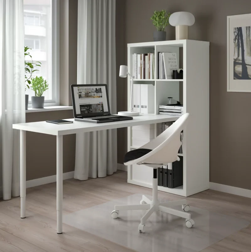 KALLAX/LINNMON/INLAGG/OLOV desk combination, white, 77x139x147 cm
