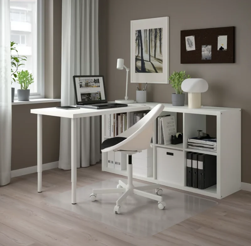 KALLAX/LINNMON/INLAGG/OLOV desk combination, white, 77x139x147 cm