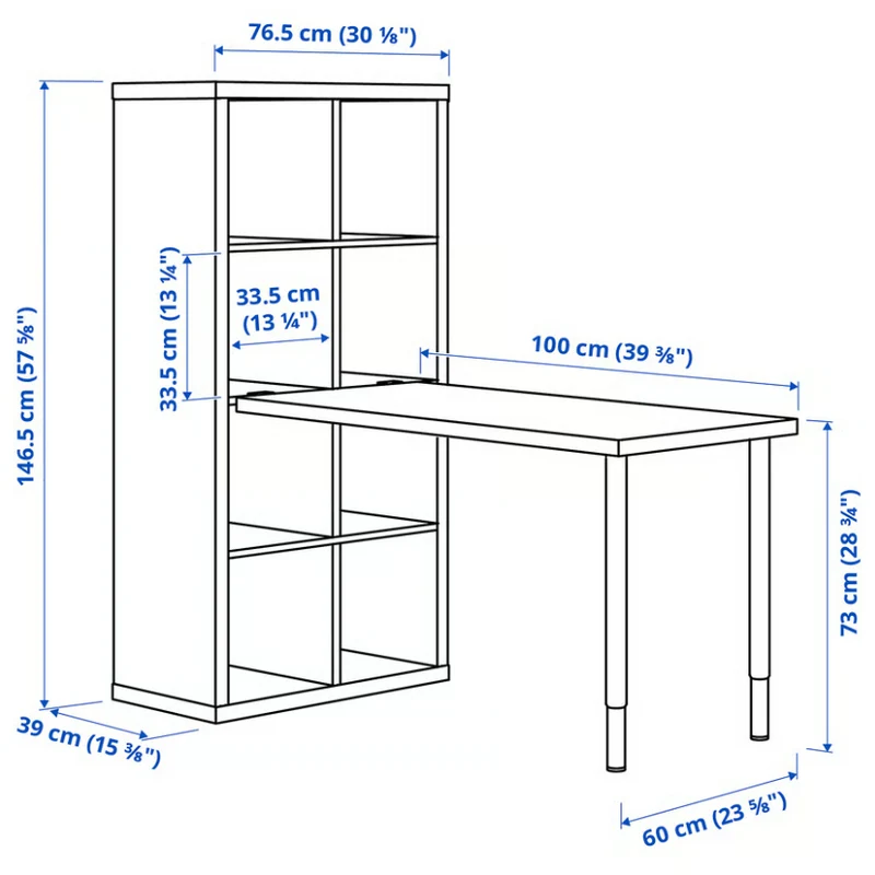 KALLAX/LINNMON/INLAGG/OLOV desk combination, white, 77x139x147 cm
