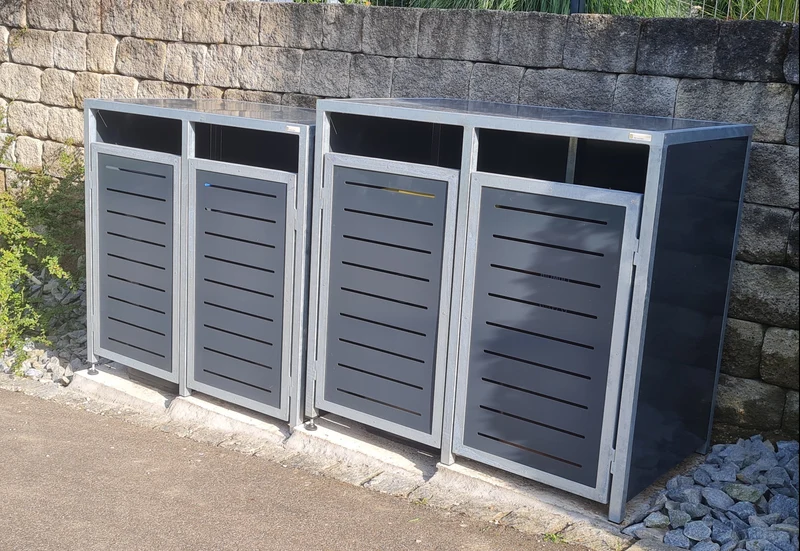 PREMIUM Zink 4er Mülltonnenbox