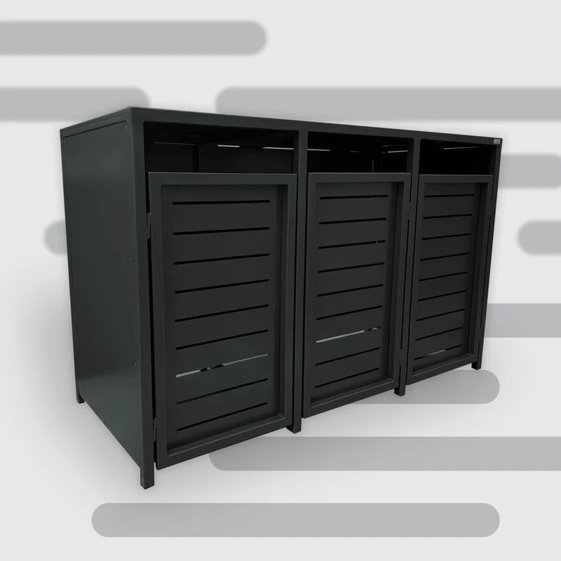PREMIUM Design 3er Mülltonnenbox