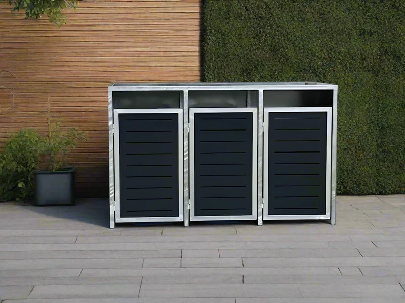 PREMIUM Zink 3er Mülltonnenbox