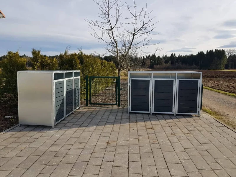 PREMIUM Zink 3er Mülltonnenbox