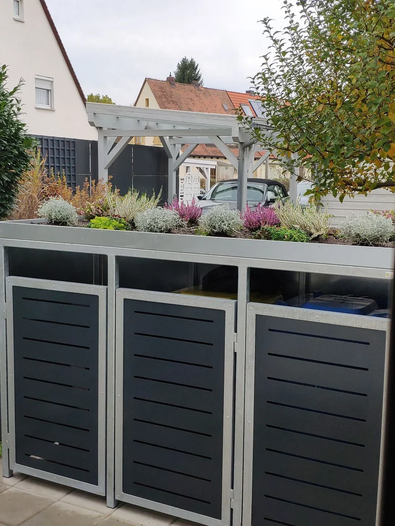 PREMIUM Zink 3er Mülltonnenbox