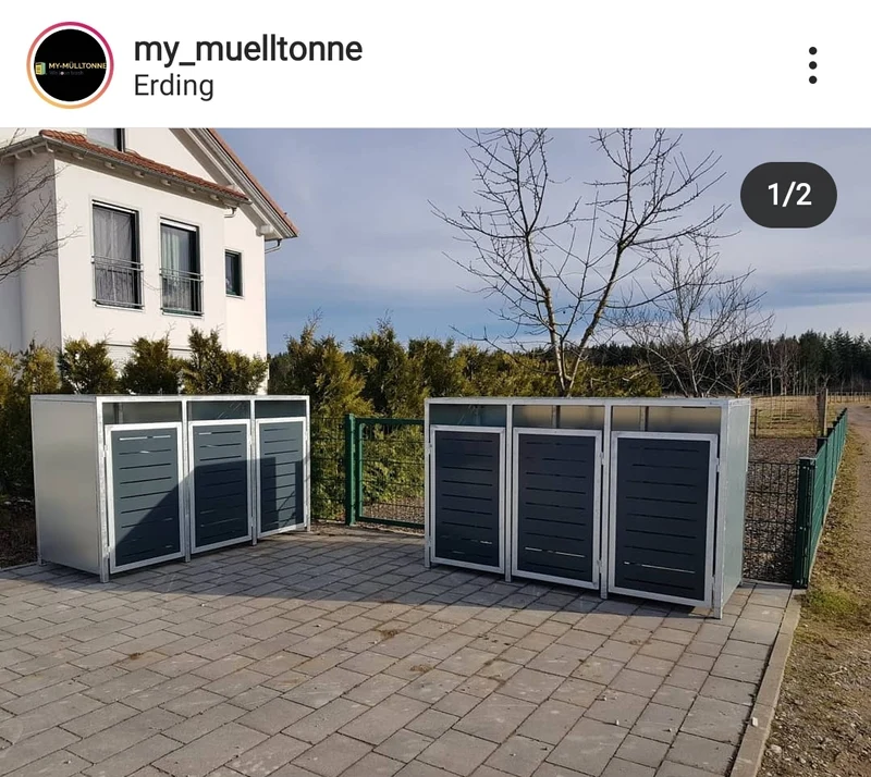 PREMIUM Zink 3er Mülltonnenbox