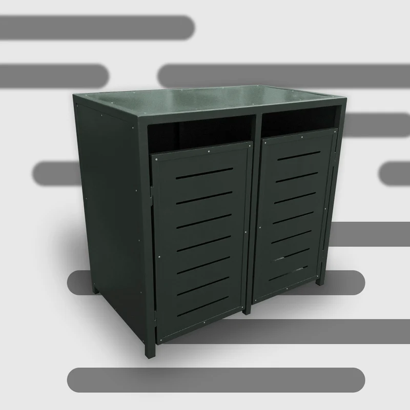 PREMIUM Metall 2er Mülltonnenbox