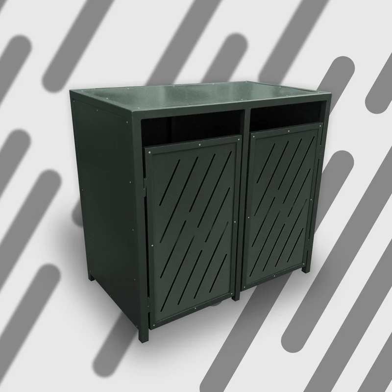 PREMIUM Metall 2er Mülltonnenbox