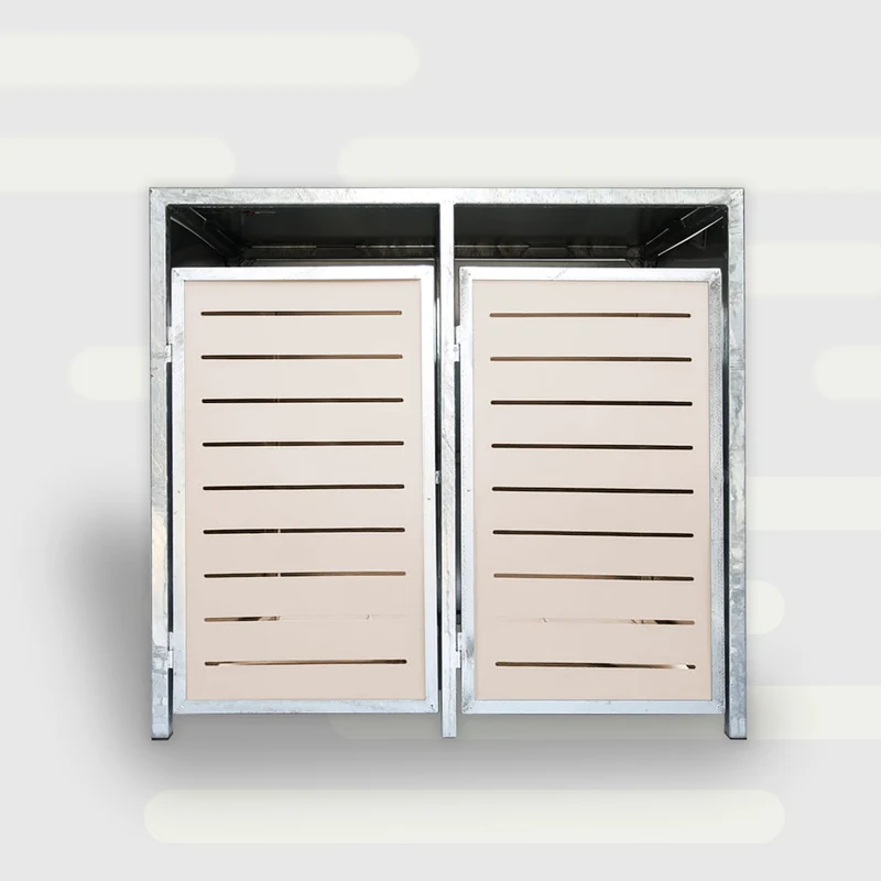 PREMIUM Zink 2er Mülltonnenbox