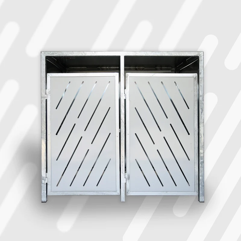 PREMIUM Zink 2er Mülltonnenbox