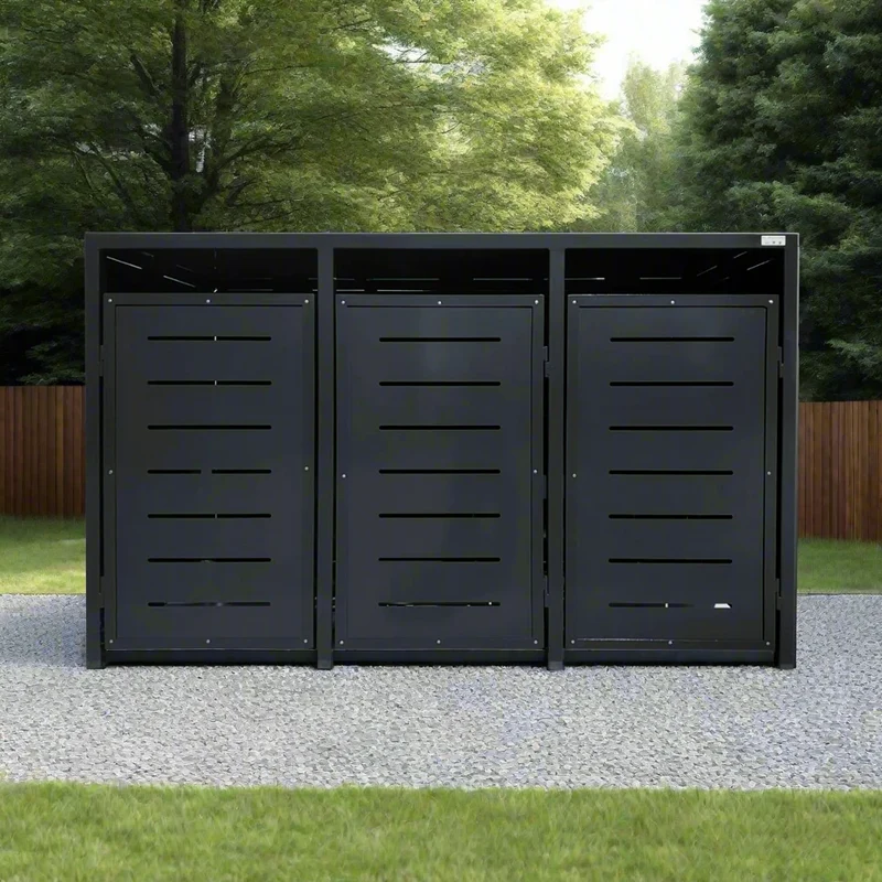 PREMIUM Metall 3er Mülltonnenbox