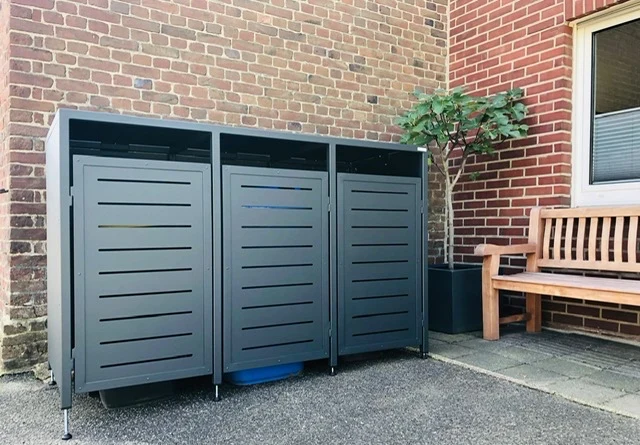 PREMIUM Metall 3er Mülltonnenbox