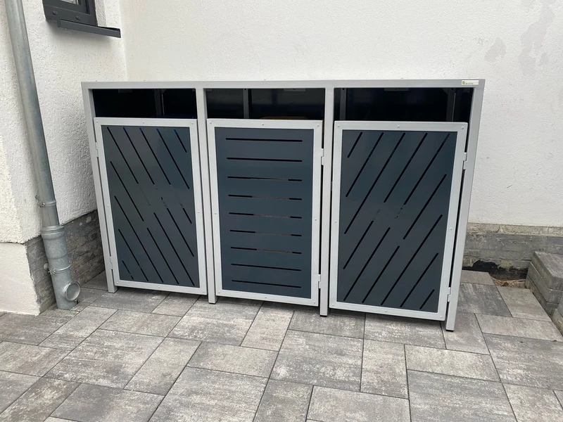 PREMIUM Metall 3er Mülltonnenbox