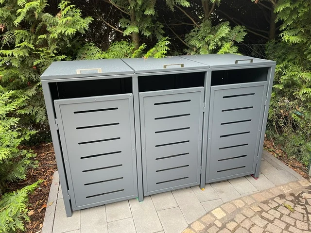 PREMIUM Metall 3er Mülltonnenbox