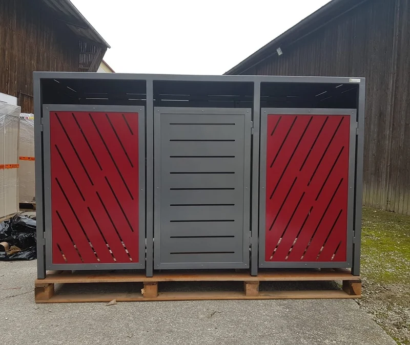 PREMIUM Metall 3er Mülltonnenbox